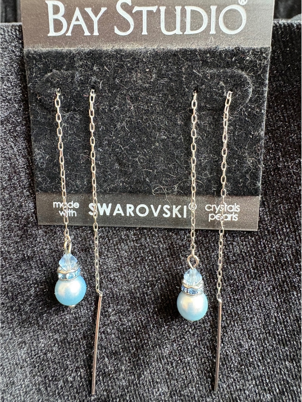 Silver Threader Earrings with Swarovski Crystals and Pearls